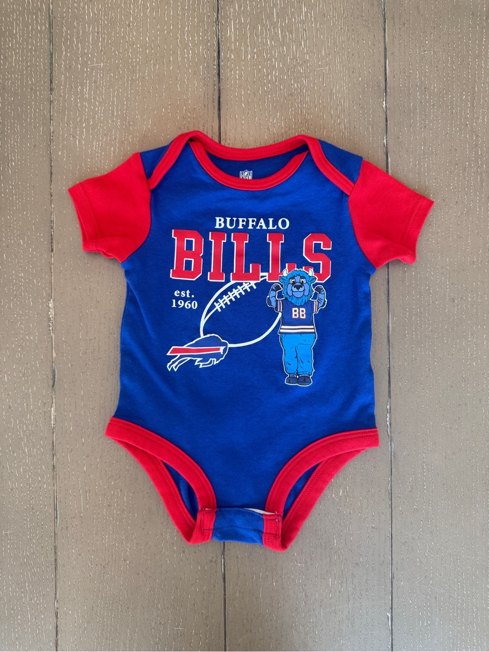 NFL Team Apparel Infant Unisex Buffalo Bills Blue Onesie/Bodysuit Size 3-6M